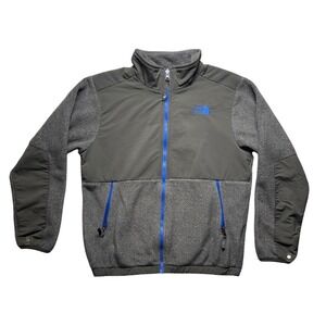 The North Face Fleece Denali Jacket Boys Youth L 14/16 Zip Up Gray Blue Polartec